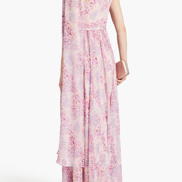 mikael aghal One-shoulder floral print chiffon maxi dress - Picture 3 of 5